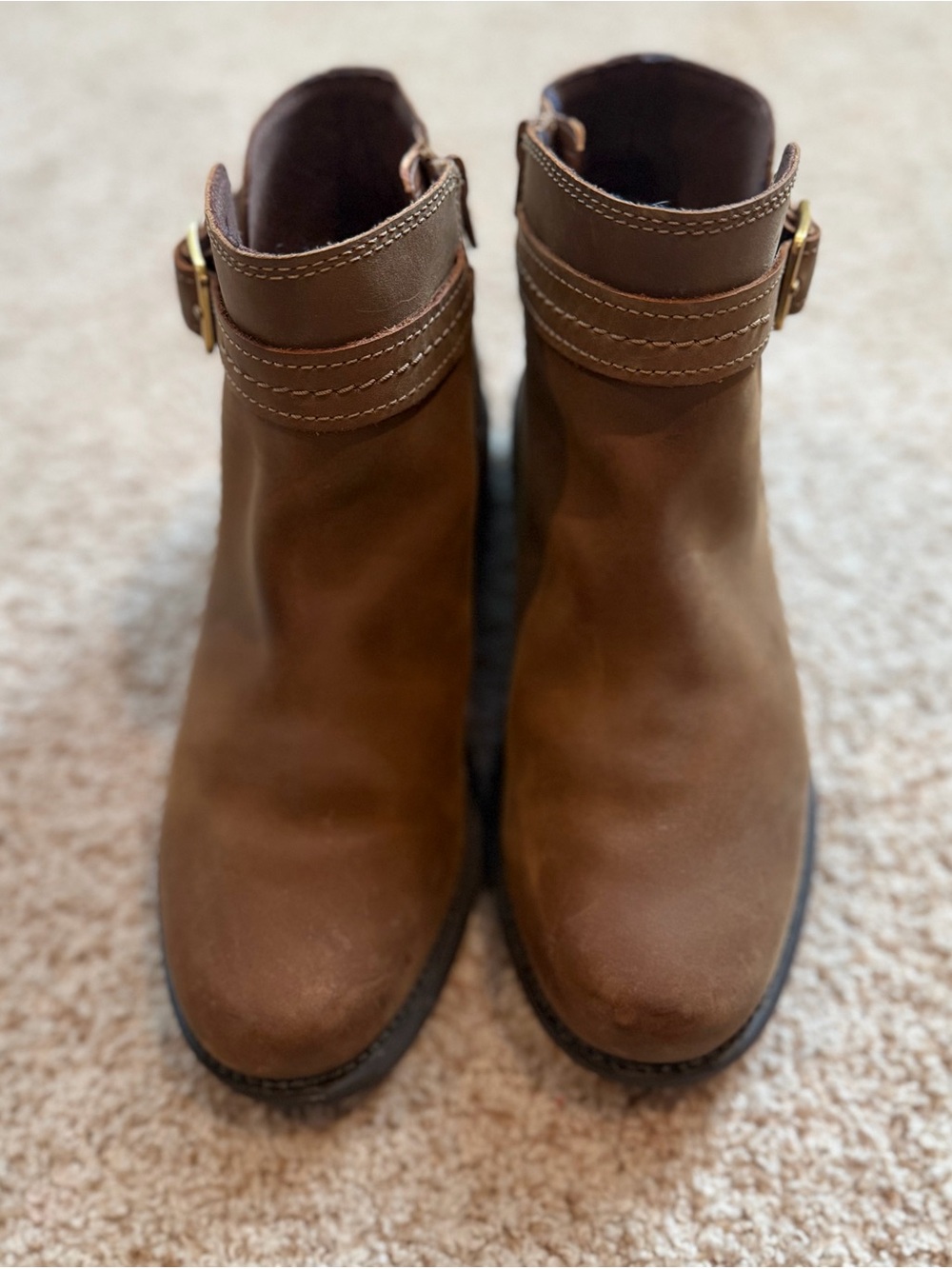 Clarks Brown Leather Ankle Booties with Buckle Strap